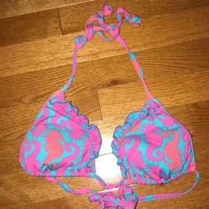 Ruffled, seahorse print Lilly Pulitzer bikini top